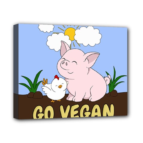 Go Vegan - Cute Pig And Chicken Canvas 10  X 8  by Valentinaart