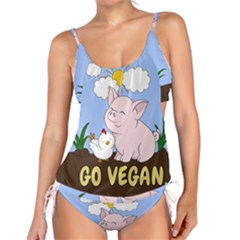Go Vegan - Cute Pig And Chicken Tankini Set by Valentinaart
