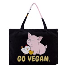 Go Vegan - Cute Pig And Chicken Medium Tote Bag by Valentinaart