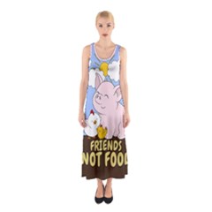 Friends Not Food - Cute Pig And Chicken Sleeveless Maxi Dress by Valentinaart