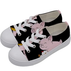 Friends Not Food - Cute Pig And Chicken Kids  Low Top Canvas Sneakers by Valentinaart