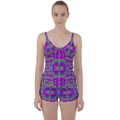 Spring Time In Colors And Decorative Fantasy Bloom Tie Front Two Piece Tankini by pepitasart