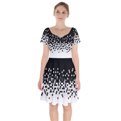 Flat Tech Camouflage Black And White Short Sleeve Bardot Dress by jumpercat