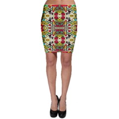 Chicken Monkeys Smile In The Floral Nature Looking Hot Bodycon Skirt by pepitasart
