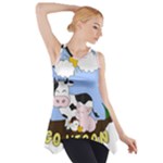 Friends Not Food - Cute Cow, Pig and Chicken Side Drop Tank Tunic