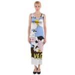 Friends Not Food - Cute Cow, Pig and Chicken Fitted Maxi Dress