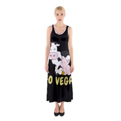 Friends Not Food - Cute Cow, Pig And Chicken Sleeveless Maxi Dress by Valentinaart