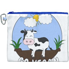 Friends Not Food - Cute Cow Canvas Cosmetic Bag (xxxl) by Valentinaart