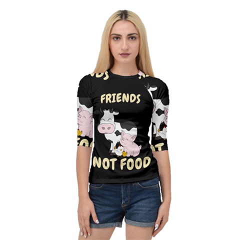 Friends Not Food - Cute Cow, Pig And Chicken Quarter Sleeve Raglan Tee by Valentinaart