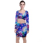 Background Art Abstract Watercolor Long Sleeve Crop Top & Bodycon Skirt Set