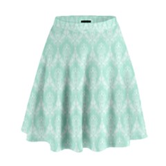 Damask Aqua Green High Waist Skirt by snowwhitegirl