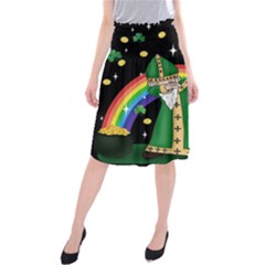  St  Patrick  Dabbing Midi Beach Skirt by Valentinaart