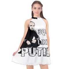 Squat Like Putin Halter Neckline Chiffon Dress  by Valentinaart
