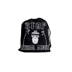 Stop Animal Abuse - Chimpanzee  Drawstring Pouches (small)  by Valentinaart