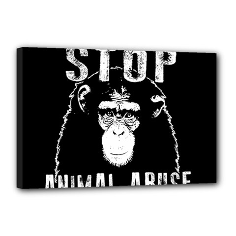 Stop Animal Abuse - Chimpanzee  Canvas 18  X 12  by Valentinaart