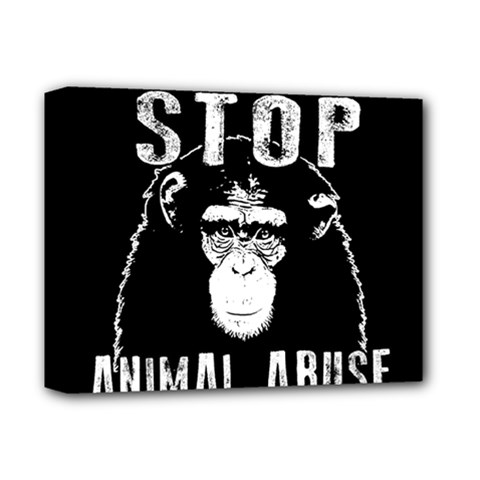 Stop Animal Abuse - Chimpanzee  Deluxe Canvas 14  X 11  by Valentinaart