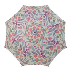 Purple And Pink Cute Floral Pattern Golf Umbrellas by paulaoliveiradesign