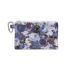 Rose Bushes Blue Canvas Cosmetic Bag (small) by snowwhitegirl