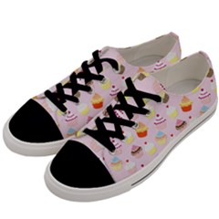 Baby Pink Valentines Cup Cakes Men s Low Top Canvas Sneakers by PodArtist