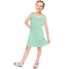    Classic Mint Green & White Herringbone Pattern Kids  Tunic Dress by PodArtist
