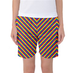 Gay Pride Flag Rainbow Chevron Stripe Women s Basketball Shorts by PodArtist