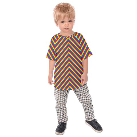 Gay Pride Flag Rainbow Chevron Stripe Kids Raglan Tee by PodArtist