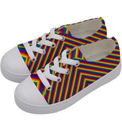 Gay Pride Flag Rainbow Chevron Stripe Kids  Low Top Canvas Sneakers by PodArtist