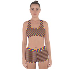 Gay Pride Flag Candy Cane Diagonal Stripe Racerback Boyleg Bikini Set by PodArtist