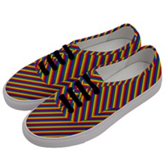 Gay Pride Flag Candy Cane Diagonal Stripe Men s Classic Low Top Sneakers by PodArtist