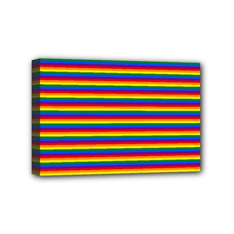 Horizontal Gay Pride Rainbow Flag Pin Stripes Mini Canvas 6  X 4  by PodArtist
