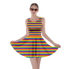 Horizontal Gay Pride Rainbow Flag Pin Stripes Skater Dress by PodArtist