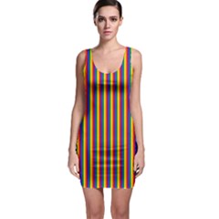 Vertical Gay Pride Rainbow Flag Pin Stripes Bodycon Dress by PodArtist