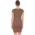 Vertical Gay Pride Rainbow Flag Pin Stripes Capsleeve Drawstring Dress  View2