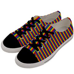 Vertical Gay Pride Rainbow Flag Pin Stripes Men s Low Top Canvas Sneakers by PodArtist