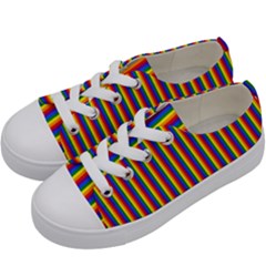 Vertical Gay Pride Rainbow Flag Pin Stripes Kids  Low Top Canvas Sneakers by PodArtist
