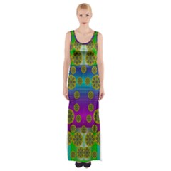 Celtic Mosaic With Wonderful Flowers Maxi Thigh Split Dress by pepitasart