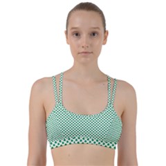 Green Shamrock Clover On White St  Patrick s Day Line Them Up Sports Bra by PodArtist