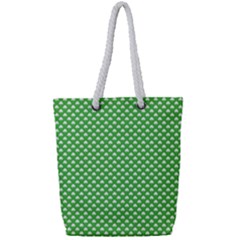 White Heart-shaped Clover On Green St  Patrick s Day Full Print Rope Handle Tote (small) by PodArtist
