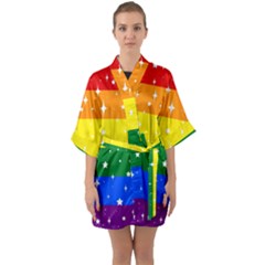 Sparkly Rainbow Flag Quarter Sleeve Kimono Robe by Valentinaart