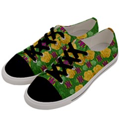 Roses Dancing On  Tulip Fields Forever Men s Low Top Canvas Sneakers by pepitasart