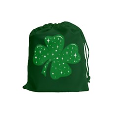 Sparkly Clover Drawstring Pouches (large)  by Valentinaart