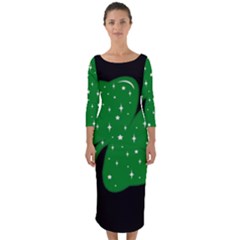 Sparkly Clover Quarter Sleeve Midi Bodycon Dress by Valentinaart