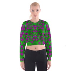 The Pixies Dance On Green In Peace Cropped Sweatshirt by pepitasart