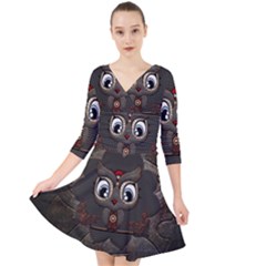Wonderful Cute  Steampunk Owl Quarter Sleeve Front Wrap Dress by FantasyWorld7