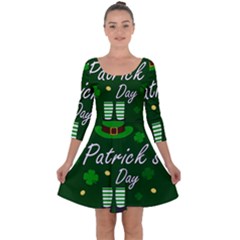 St Patricks Leprechaun Quarter Sleeve Skater Dress by Valentinaart