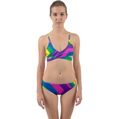 Geometric Rainbow Spectrum Colors Wrap Around Bikini Set by Nexatart