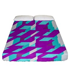 Fabric Textile Texture Purple Aqua Fitted Sheet (queen Size) by Nexatart