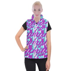 Fabric Textile Texture Purple Aqua Women s Button Up Vest by Nexatart