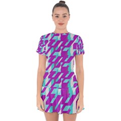 Fabric Textile Texture Purple Aqua Drop Hem Mini Chiffon Dress by Nexatart