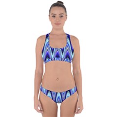 Waves Wavy Blue Pale Cobalt Navy Cross Back Hipster Bikini Set by Nexatart